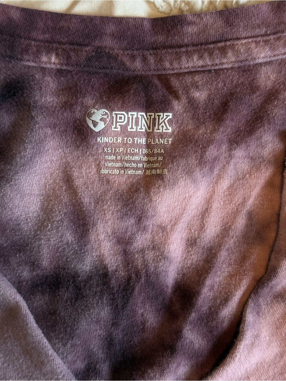 PINK Victoria’s Secret Tie Dye Cropped Tee XS Purple - Picture 3 of 6